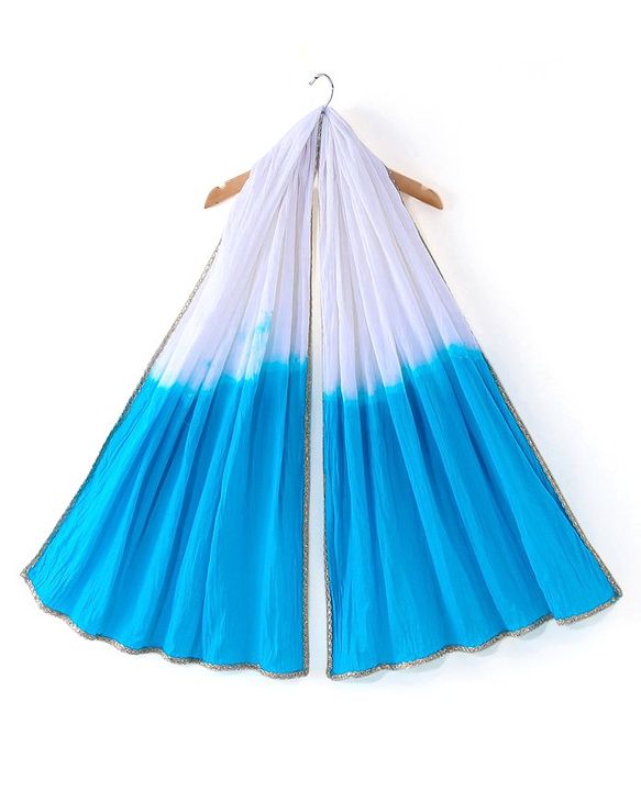 Pine Kids Cotton Woven Three Fourth Sleeves Kurti & Salwar Set with Dupatta & Floral Print - Light Blue