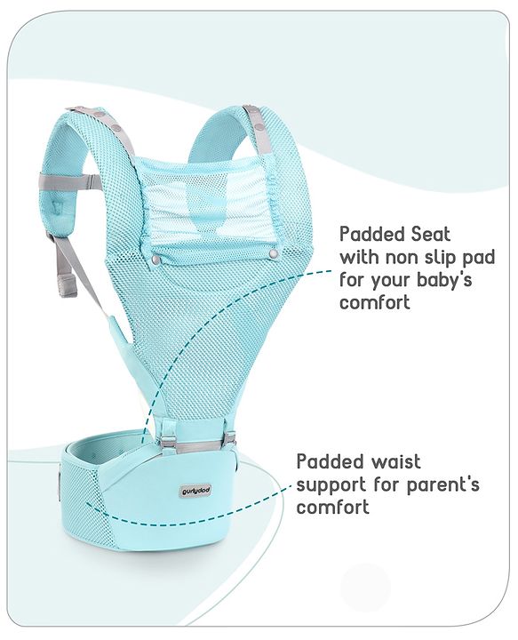 Babyhug Breeze 5 in 1  Hip Seat cum Baby Carrier - Green
