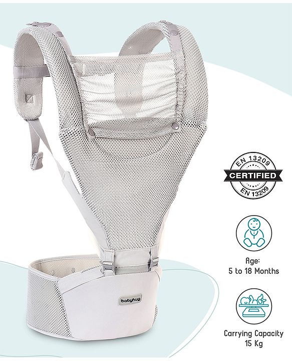Babyhug Breeze 5 in 1  Hip Seat cum Baby Carrier - Grey