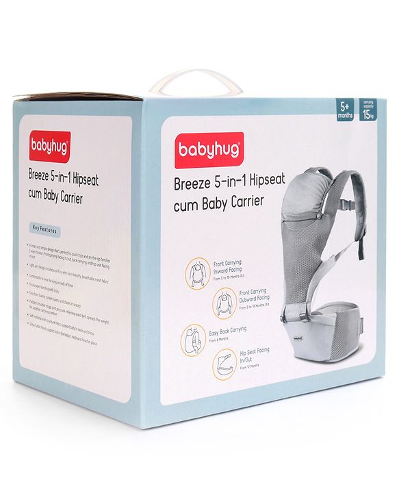 Babyhug Breeze 5 in 1  Hip Seat cum Baby Carrier - Grey