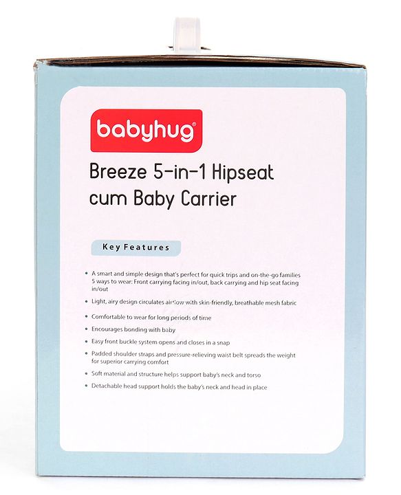 Babyhug Breeze 5 in 1  Hip Seat cum Baby Carrier - Grey