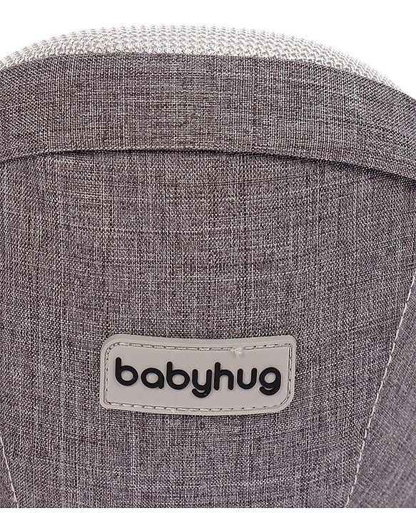 Babyhug Independent 2-in-1 Hip Seat Carrier: Front & back carrying positions, Padded seat for comfort, Adjustable waist belt, Side storage pockets, Supports up to 15kg, Easy weight distribution for parents comfort- Grey