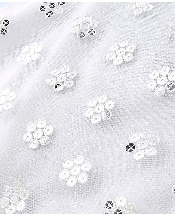 Pine Kids Sleeveless Embroidered Lehanga Choli - White