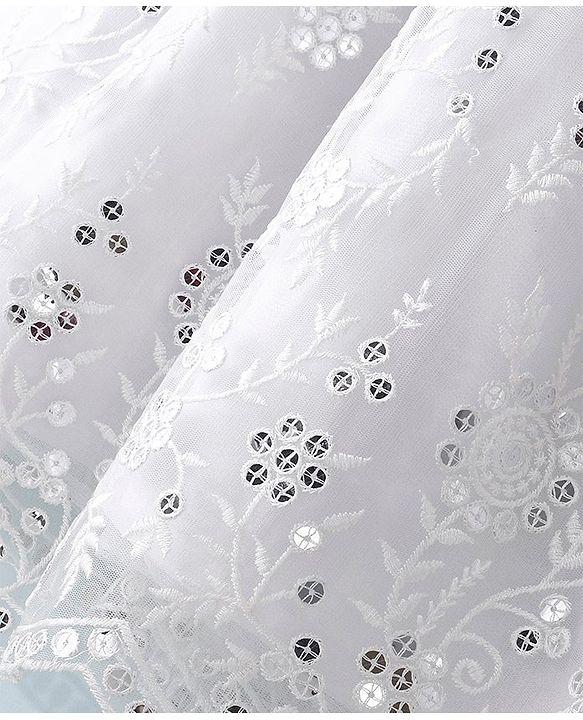 Pine Kids Sleeveless Embroidered Lehanga Choli - White