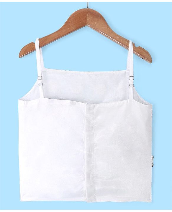 Pine Kids Sleeveless Embroidered Lehanga Choli - White