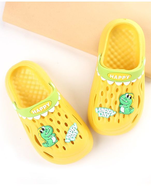 Cute Walk by Babyhug Clogs With Dino Applique - Yellow