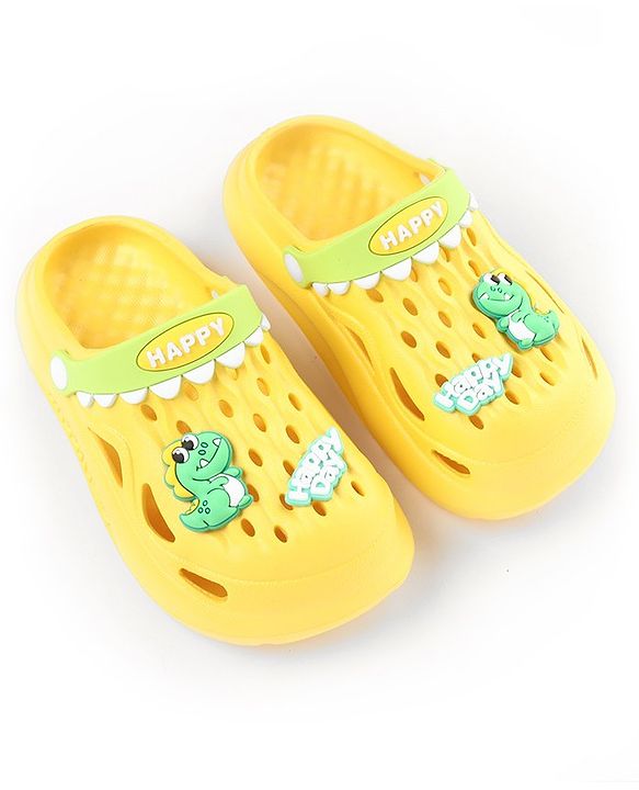 Cute Walk by Babyhug Clogs With Dino Applique - Yellow