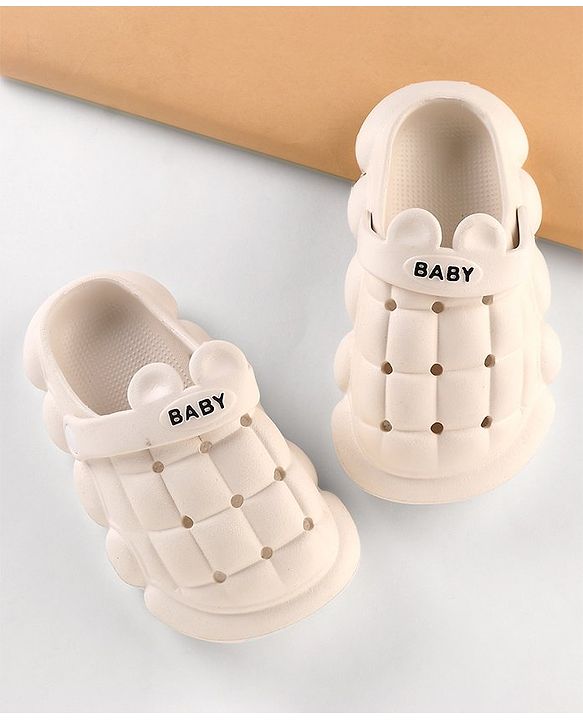 Cute Walk by Babyhug Clogs With Back Strap Closure & Ear Applique - White
