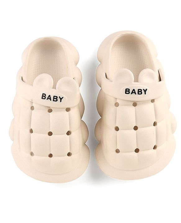 Cute Walk by Babyhug Clogs With Back Strap Closure & Ear Applique - White