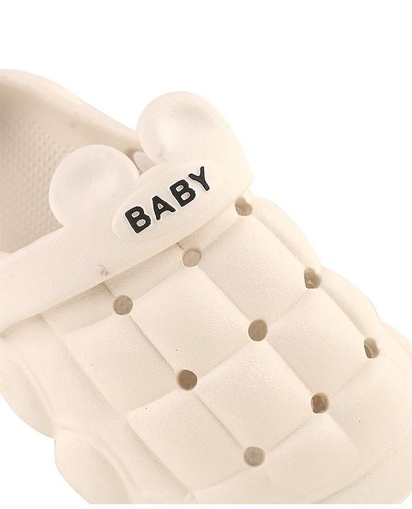 Cute Walk by Babyhug Clogs With Back Strap Closure & Ear Applique - White