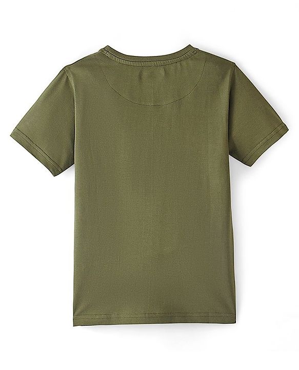 Pine Kids Cotton Half Sleeves Cut & Sew Camouflage T-Shirt with Front Pocket - Capulet Olive