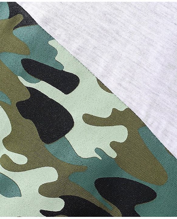 Pine Kids Cotton Half Sleeves Cut & Sew Camouflage T-Shirt with Front Pocket - Capulet Olive