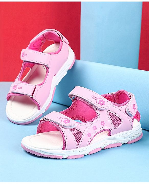 Cute Walk by Babyhug Velcro Closure Sandals with Floral Print - Pink