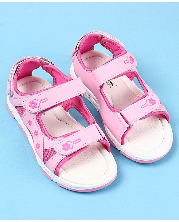 Cute Walk by Babyhug Velcro Closure Sandals with Floral Print - Pink