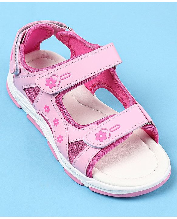Cute Walk by Babyhug Velcro Closure Sandals with Floral Print - Pink