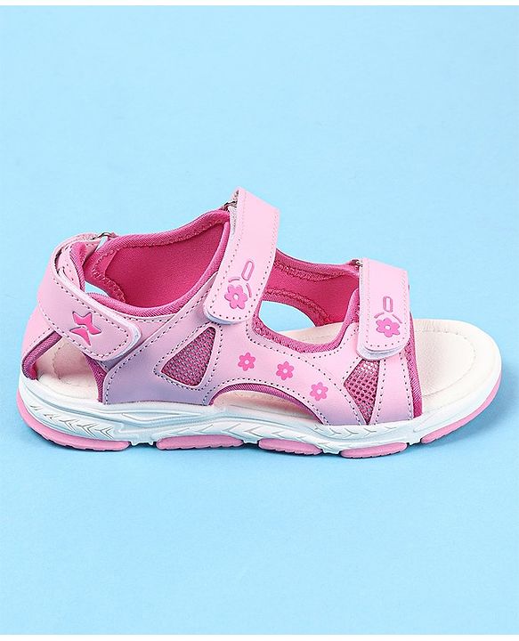 Cute Walk by Babyhug Velcro Closure Sandals with Floral Print - Pink