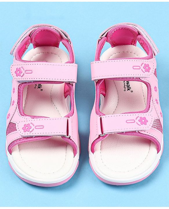 Cute Walk by Babyhug Velcro Closure Sandals with Floral Print - Pink