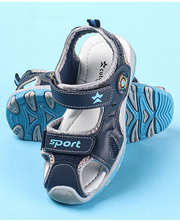 Cute Walk by Babyhug Velcro Closure Sandals - Navy Blue