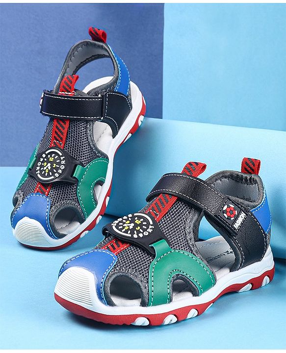 Cute Walk by Babyhug Velcro Closure Sandals Clock Applique - Navy Blue