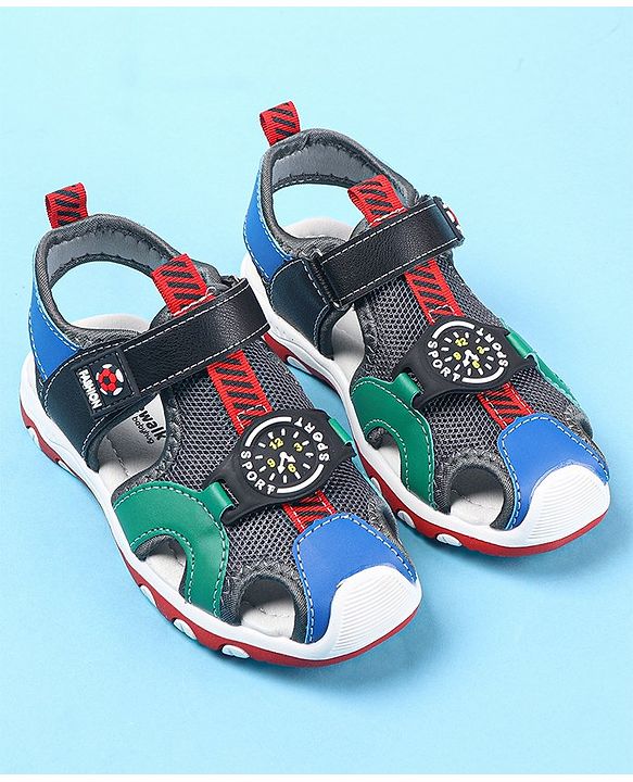 Cute Walk by Babyhug Velcro Closure Sandals Clock Applique - Navy Blue