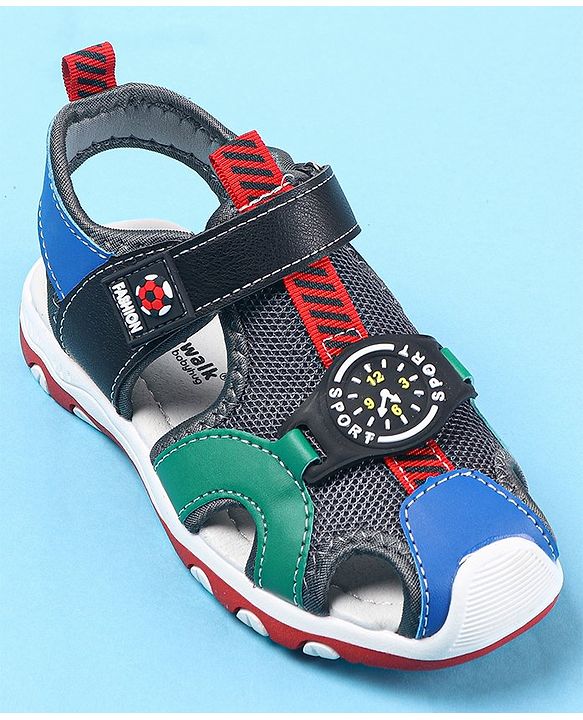 Cute Walk by Babyhug Velcro Closure Sandals Clock Applique - Navy Blue