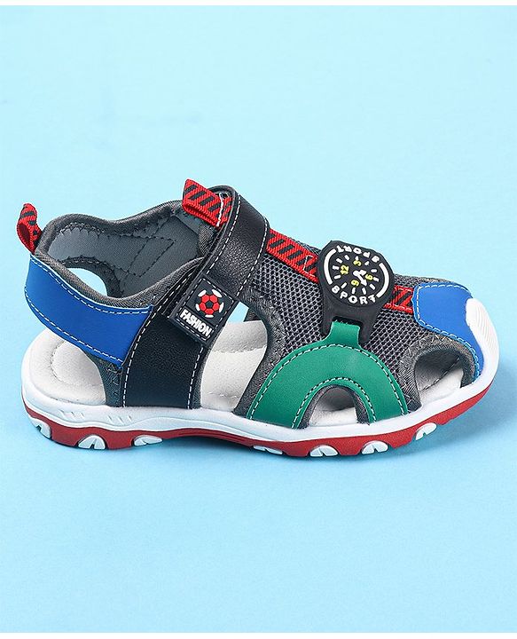 Cute Walk by Babyhug Velcro Closure Sandals Clock Applique - Navy Blue