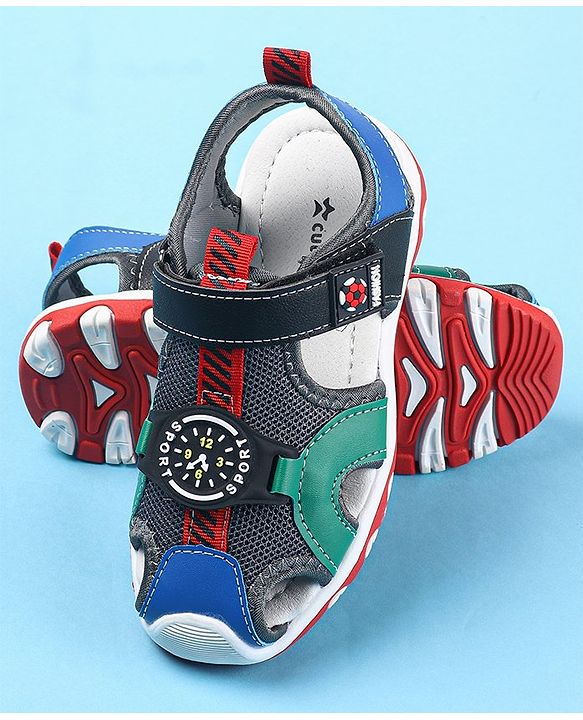 Cute Walk by Babyhug Velcro Closure Sandals Clock Applique - Navy Blue