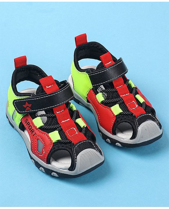Cute Walk by Babyhug Velcro Closure Sandals Logo Print - Red