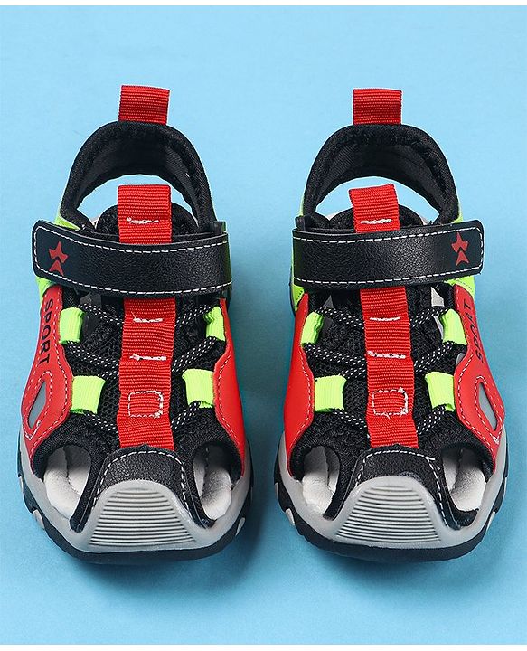 Cute Walk by Babyhug Velcro Closure Sandals Logo Print - Red