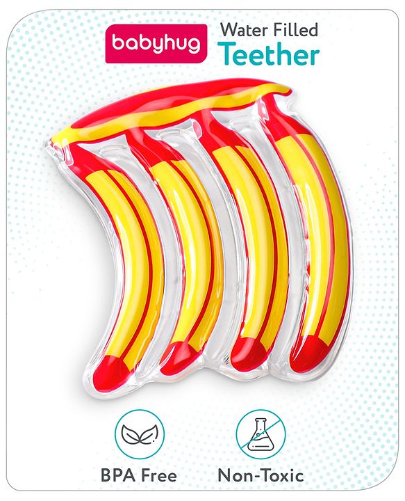 Babyhug Water Filled PVC Banana Shape Teether- Yellow & Red