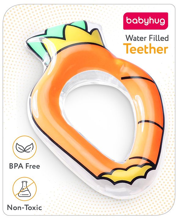 Babyhug Water Filled PVC Carrot Shape Teether- Orange