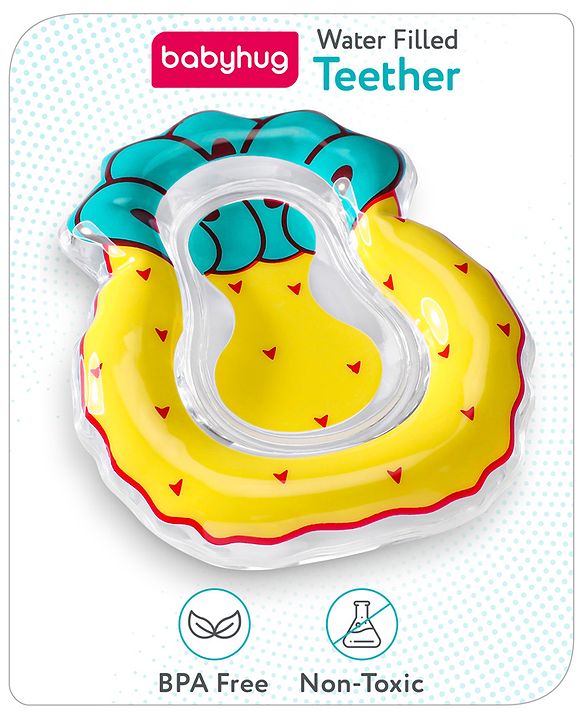 Babyhug Water Filled PVC Pineapple Shape Teether- Yellow & Green