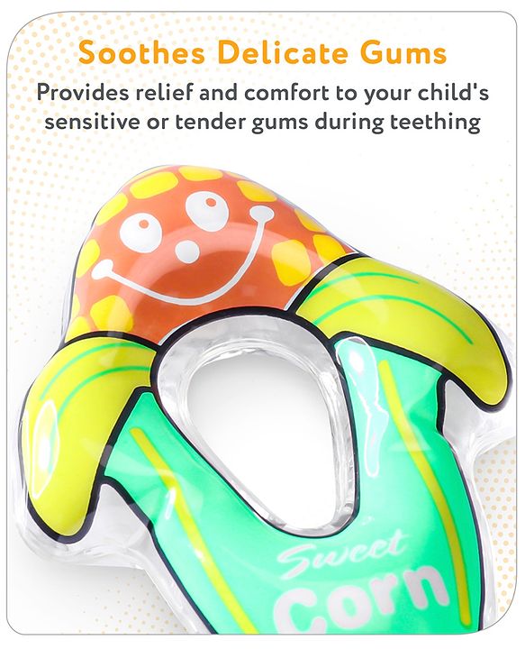 Babyhug Water Filled PVC Corn Shape Teether- Yellow & Green