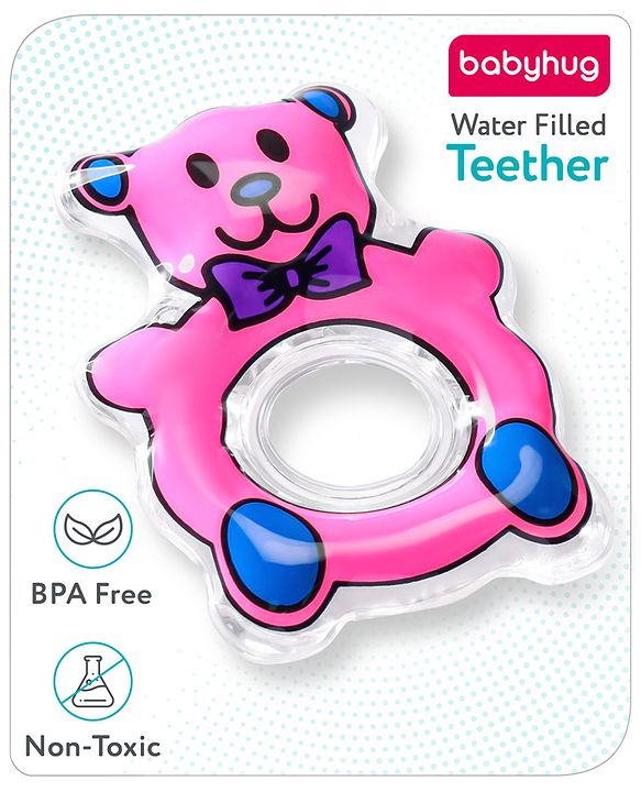Babyhug Water Filled PVC Teddy Bear Shape Teether- Pink