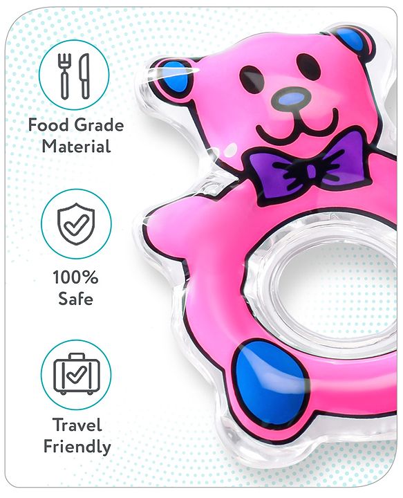 Babyhug Water Filled PVC Teddy Bear Shape Teether- Pink