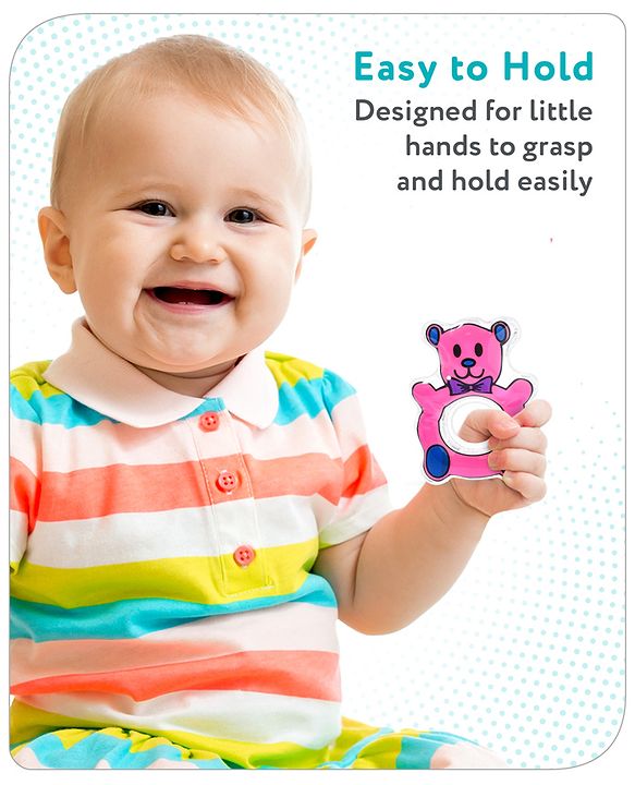Babyhug Water Filled PVC Teddy Bear Shape Teether- Pink