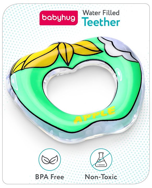 Babyhug Water Filled PVC Apple Shape Teether- Yellow & Green