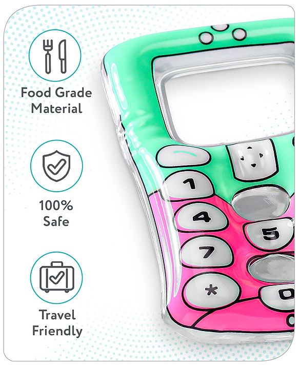 Babyhug Water Filled PVC Cell Phone Shape Teether-Pink & green