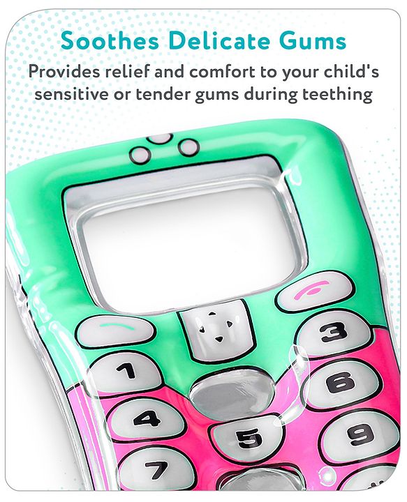 Babyhug Water Filled PVC Cell Phone Shape Teether-Pink & green