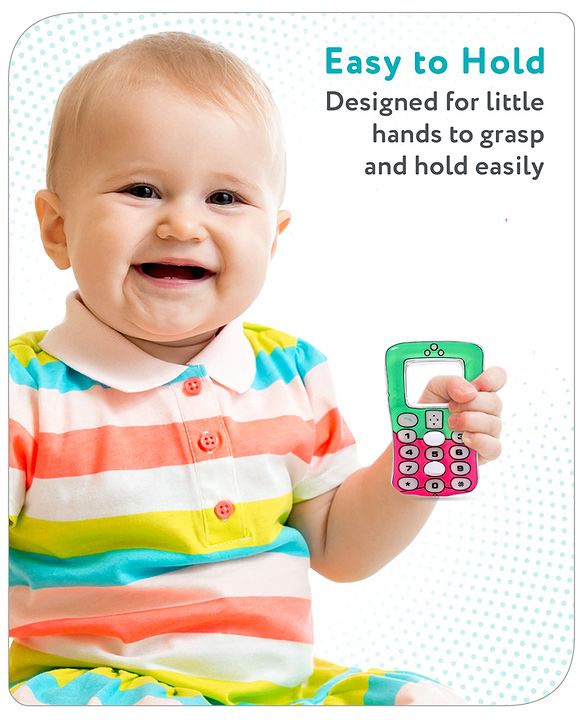 Babyhug Water Filled PVC Cell Phone Shape Teether-Pink & green