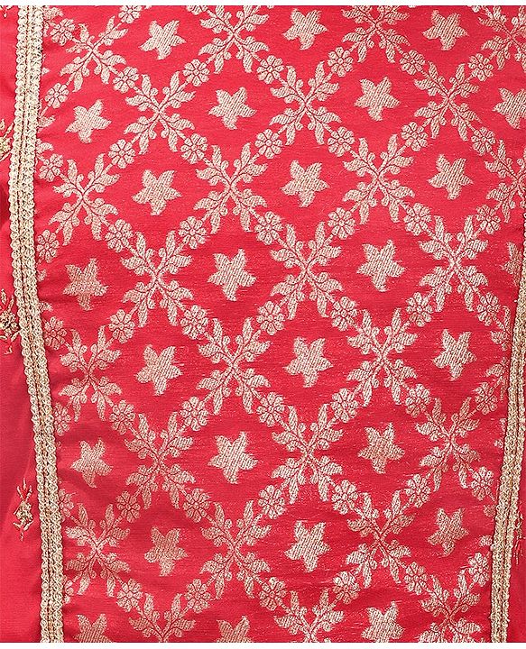 Pine Kids Woven Sleeveless Embroidered Choli Lehenga Set with Dupatta - Salsa