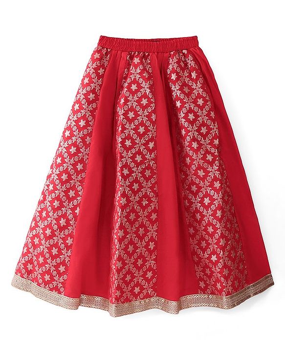 Pine Kids Woven Sleeveless Embroidered Choli Lehenga Set with Dupatta - Salsa
