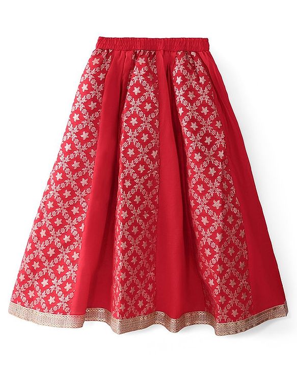 Pine Kids Woven Sleeveless Embroidered Choli Lehenga Set with Dupatta - Salsa