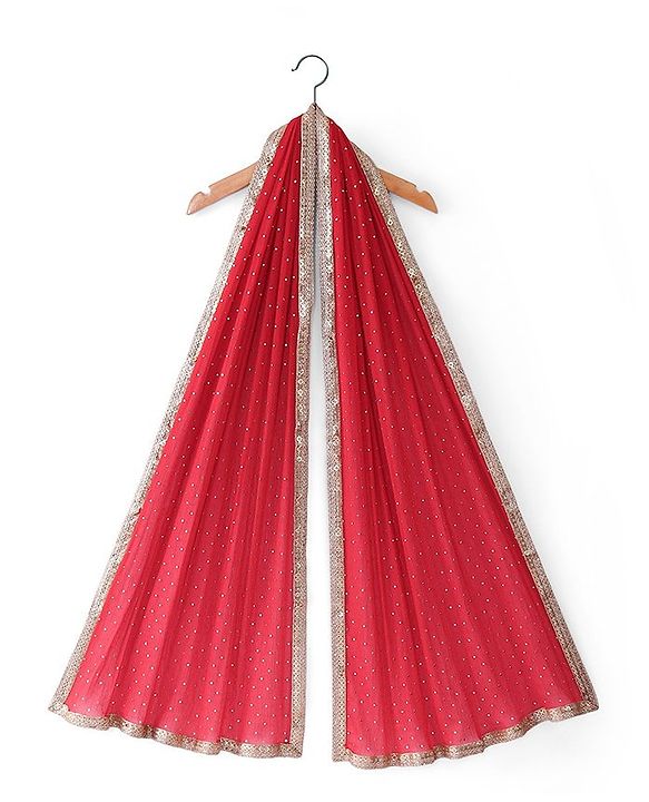 Pine Kids Woven Sleeveless Embroidered Choli Lehenga Set with Dupatta - Salsa