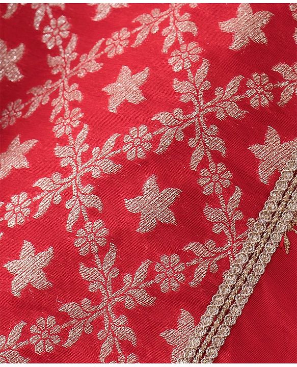 Pine Kids Woven Sleeveless Embroidered Choli Lehenga Set with Dupatta - Salsa