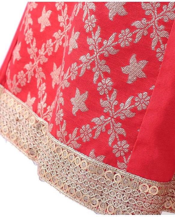 Pine Kids Woven Sleeveless Embroidered Choli Lehenga Set with Dupatta - Salsa