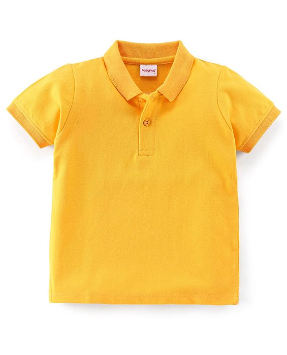 Babyhug Cotton Knit Half Sleeves Polo T-Shirt Solid Color - White