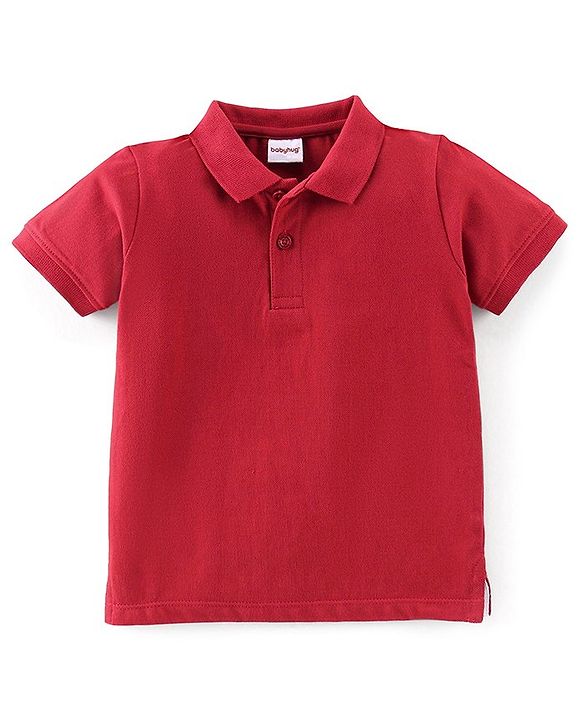 Babyhug Cotton Knit Half Sleeves Polo T-Shirt Solid Color - White