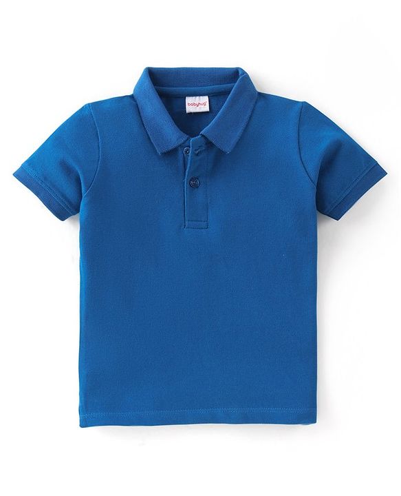 Babyhug Cotton Knit Half Sleeves Polo T-Shirt Solid Color - White