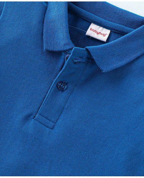 Babyhug Cotton Knit Half Sleeves Polo T-Shirt Solid Color - White